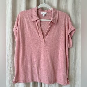 Banana Republic Soft Pink Linen Blend Collared Top